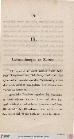 III. Untersuchungen an Katzen