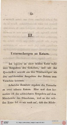 III. Untersuchungen an Katzen