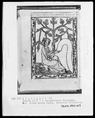 Weingartner Liederhandschrift — Grave Ruodolf von Fenis, Folio 4recto