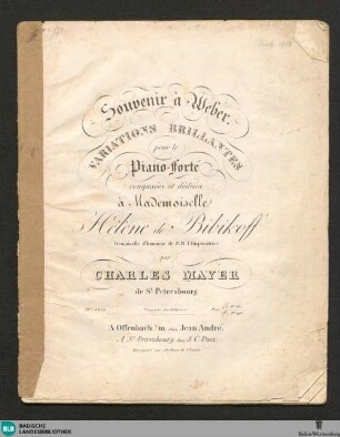 Souvenir à Weber : Variations brillantes pour le Pianoforte