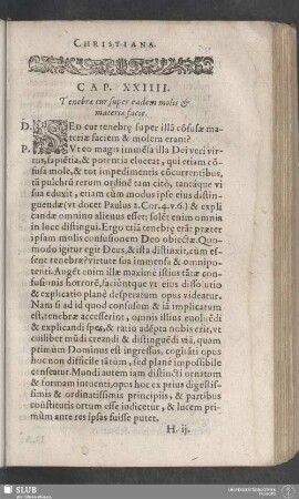 Cap. XXIIII. Tenebrae cur super eadem molis & materiae facie