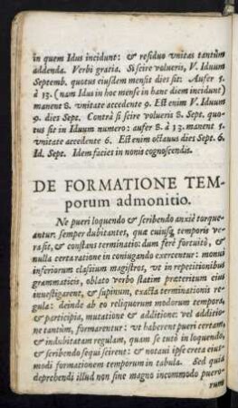 De Formatione Temporum admonitio.