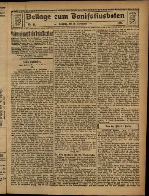 Zweite Ausgabe vom Sonntag, den 15. November 1925.