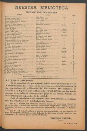 Nuestra biblioteca : Sección norteamericana