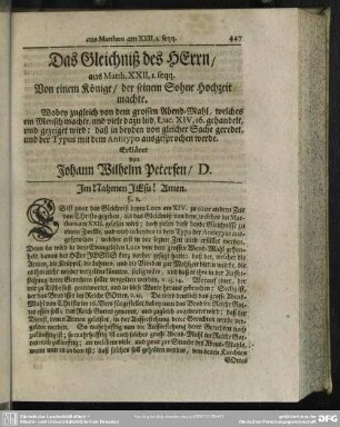Das Gleichniß des Herrn, aus Matth. XXII,1. seqq. ...