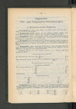 Allgemeine Post- und Telegraphen-Bestimmungen.