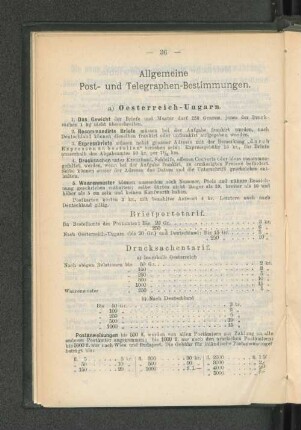 Allgemeine Post- und Telegraphen-Bestimmungen.
