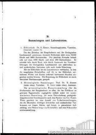 B. Sammlungen und Laboratorien