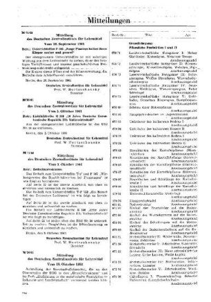Mitteilung des Deutschen Zentralinstituts für Lehrmittel : 76/61 Vom 5. Oktober 1961 ; [Mitteilungen]
