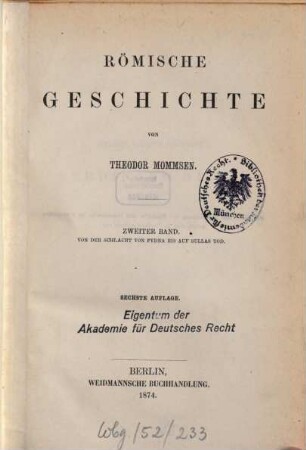 Römische Geschichte, 2. Von der Schlacht von Pydna bis auf Sullas Tod
