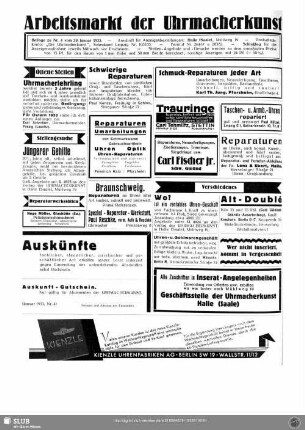 Arbeitsmarkt der Uhrmacherkunst