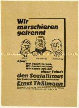 Aufruf der KPD zur Wahl von Ernst Thälmann zum Reichspräsidenten 1932