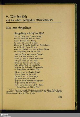 V. Wir sind stolz auf die echten sächsischen Mundarten
