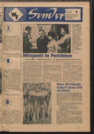 Betriebszeitung 'WF-Sender', Nr.2/1971 (15. Januar 1971)