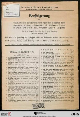 Umschlag (= Titelblatt = 1. Seite des Katalogs)