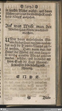 Auf was Weise man der Weiber Haar könne wachsend machen
