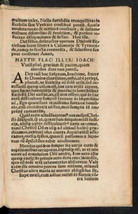 Matth: Flac: Illyr: Ioach: Westphal. gratiam & pacem, quam mundus dare non potest.