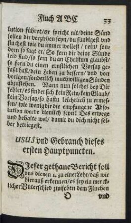Usus und Gebrauch dieses ersten Hauptpuncten.