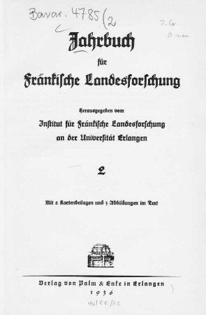 Jahrbuch für fränkische Landesforschung. 2, 2. 1936