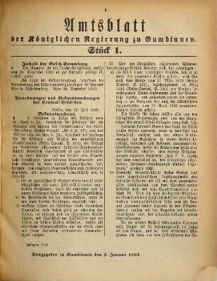 Amtsblatt des Regierungspräsidenten in Gumbinnen. 74. 1884