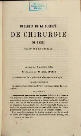 Bulletin de la Société de Chirurgie de Paris : pendant l'année ... 12. 1871 (1872)