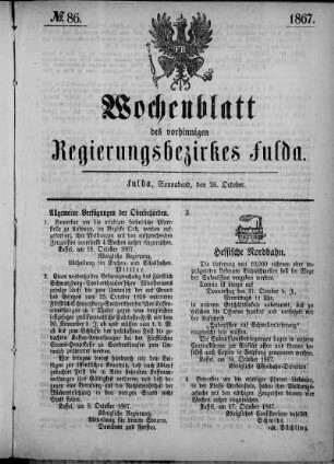 Nr. 86, Ausgabe vom 26. Oktober 1867