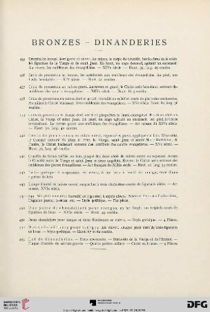 Bronzes- Dinanderies (No 435-453)