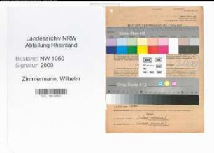 Entnazifizierung Wilhelm Zimmermann , geb. 24.01.1891 (Kaufmaennischer Angestellter)