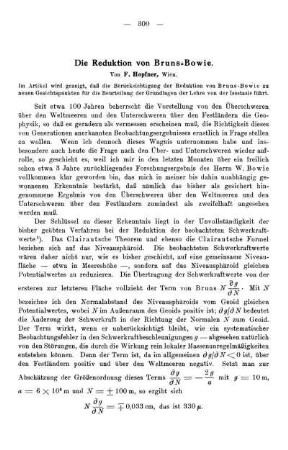 Die Reduktion von Bruns-Bowie