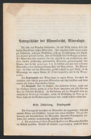 Naturgeschichte des Mineralreichs, Mineralogie.