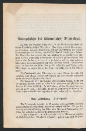 Naturgeschichte des Mineralreichs, Mineralogie.