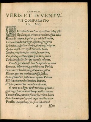 Syntheō. Veris Et Iuventutis Comparatio. Cal. Maii.