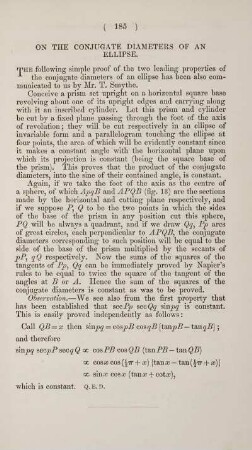On the conjugate diameters of an ellipse.