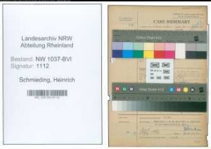 Entnazifizierung Heinrich Schmieding , geb. 05.01.1890 (Angestellter)