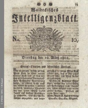 No. 10, Dienstag den 10. März 1801