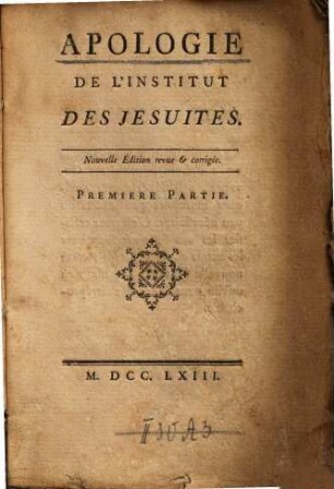 Apologie de l'institut des Jésuites, 1