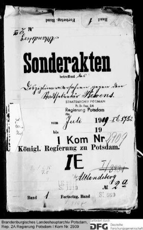 Disziplinarverfahren gegen den Stadtsekretär Fritz Behrens in Altlandsberg wegen Pflichtverletzung im Amt und Betruges