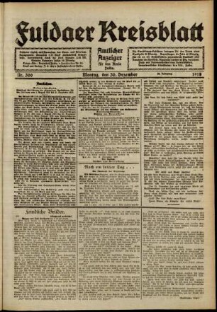 Ausgabe vom Montag, den 30. Dezember 1918.