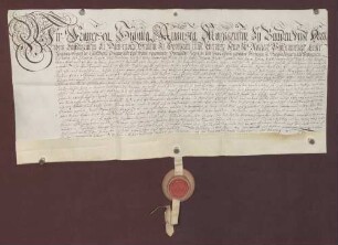 Erblehenbrief der Markgräfin Franziska Sibylla Augusta von Baden-Baden an Johann Georg Stemmle über die Zirmolfs- oder Zirmigenmühle in Ettlingen