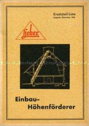 Ersatzteilliste über Einbau-Höhenförderer