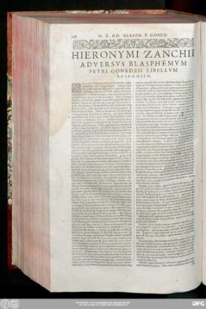 Hieronymi Zanchii Adversus Blasphemum Petri Gonedzii Libellum Responsio.