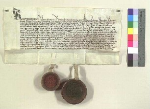 Abt Mathias und der Konvent von Kloster Seitenstetten schließen eine Gebetsverbrüderung mit St. Zeno;. S1: Abt Mathias v. Kloster Seitenstetten, S2: Konvent v. Sitenstetten