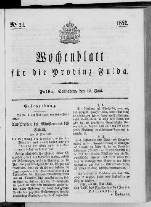 Nr. 24, Ausgabe vom 12. Juni 1852