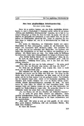 Aus dem physikalischen Arbeitsunterricht