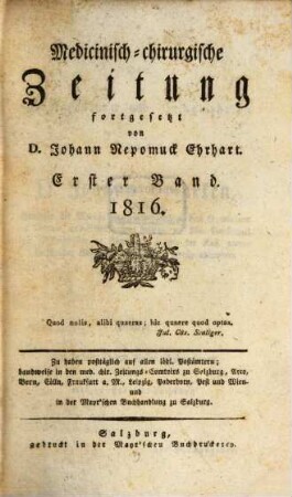 Medicinisch-chirurgische Zeitung. 1816, 1