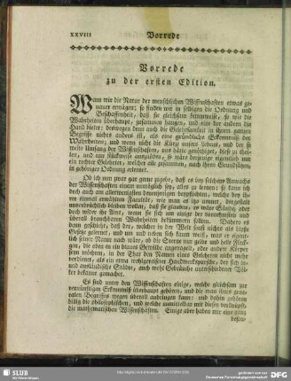 Vorrede zu der ersten Edition