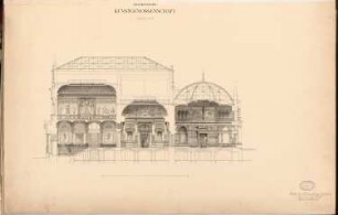 Vereinshaus der Berliner Künstler Schinkelwettbewerb 1880: Längsschnitt (Hauptachse); Maßstabsleiste