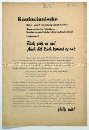 Wahlaufruf der SED an die kaufmännischen Angestellten