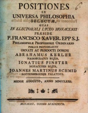 Positiones Ex Universa Philosophia Selectae