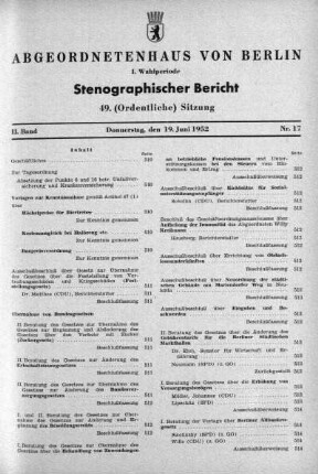 Nr. 17 (49), 19. Juni 1952